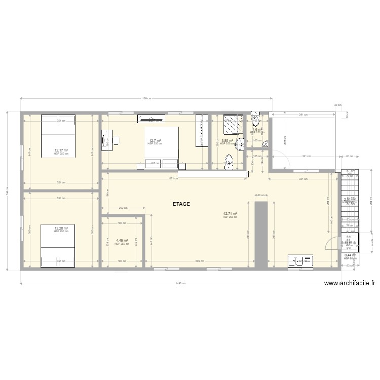 DOMINIQUE etage. Plan de 16 pièces et 183 m2