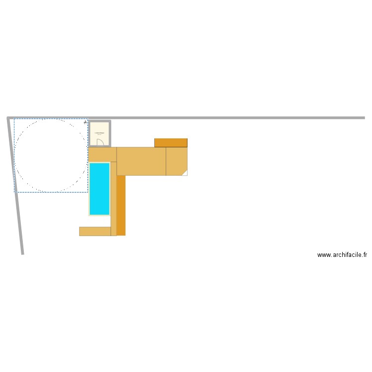 Piscine-3. Plan de 1 pièce et 9 m2