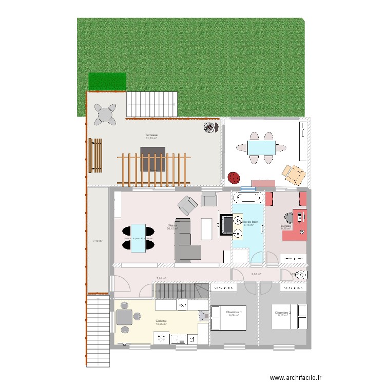 RC Maison. Plan de 13 pièces et 125 m2