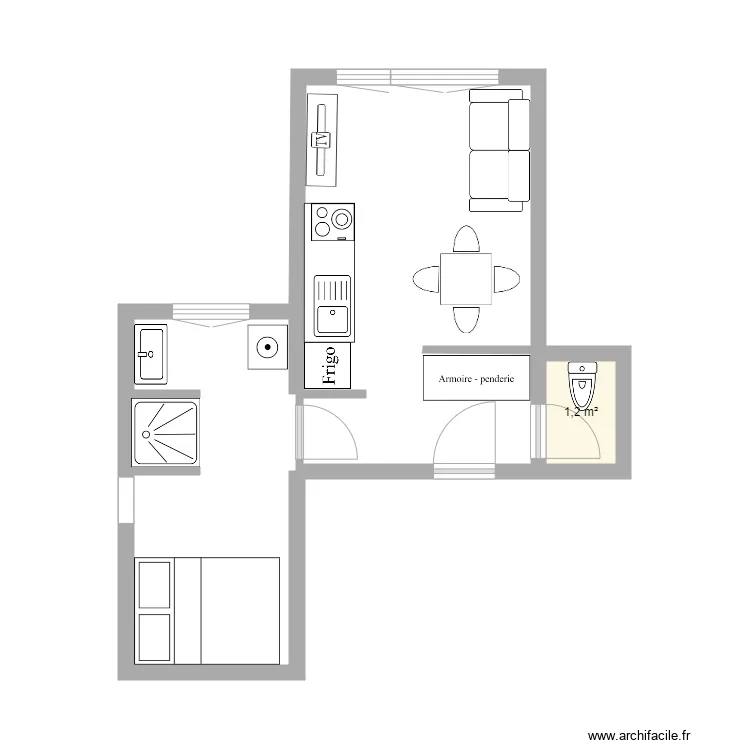 Studio st maur 24m2. Plan de 
