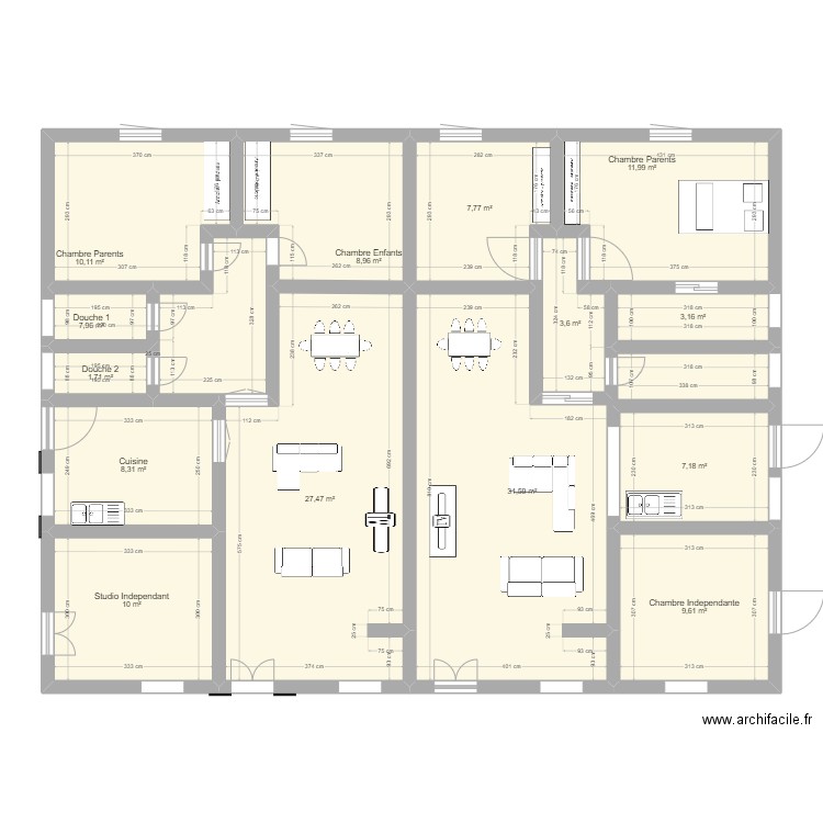 Mayanga_3. Plan de 14 pièces et 149 m2
