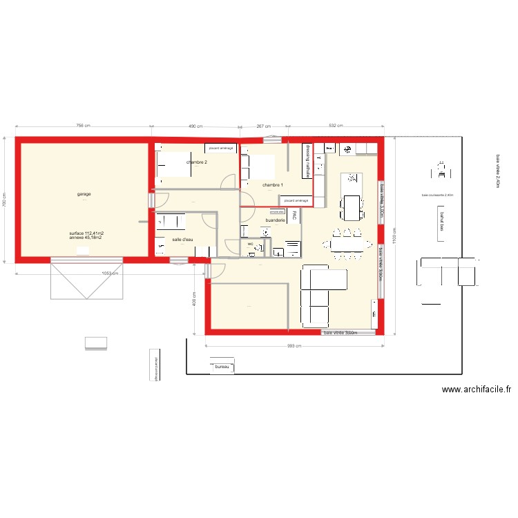 plan simplifié entrée cuisine 112m2 3eme vesioncuisine EST. Plan de 0 pièce et 0 m2