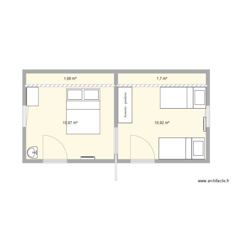 St Gué. Plan de 4 pièces et 25 m2