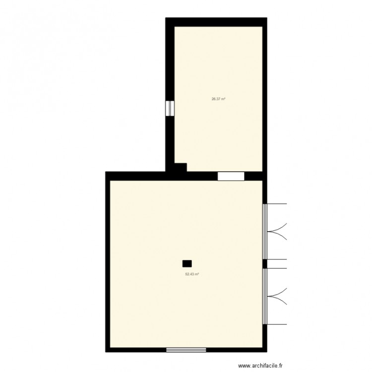 Maison individuel. Plan de 2 pièces et 79 m2
