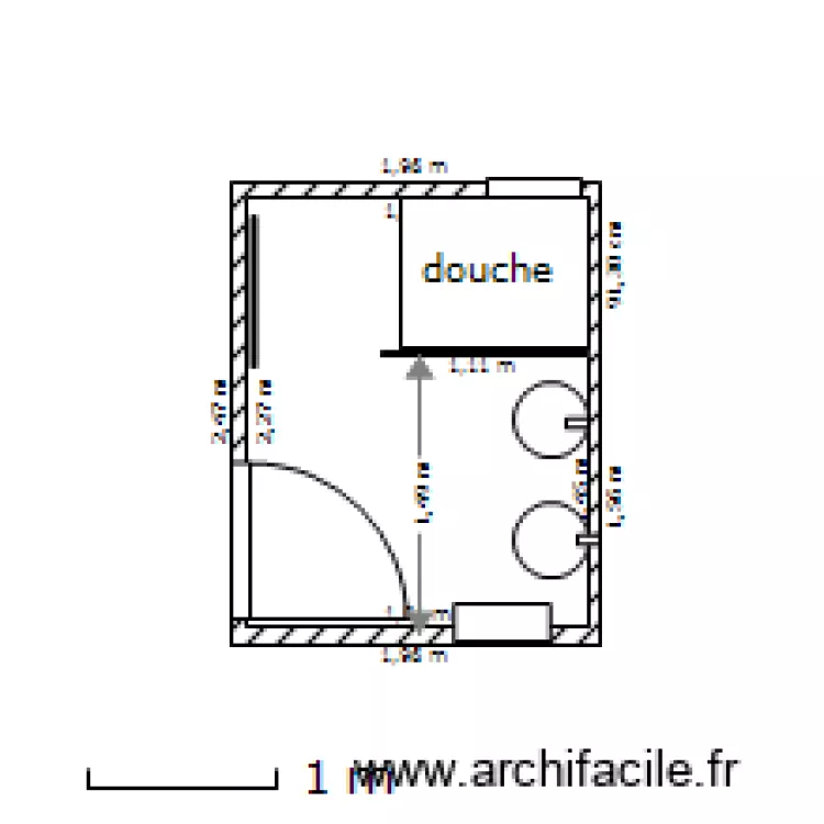 salle eau suite EST. Plan de 
