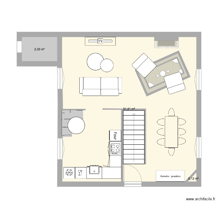 Ma Maison RDC. Plan de 3 pièces et 54 m2