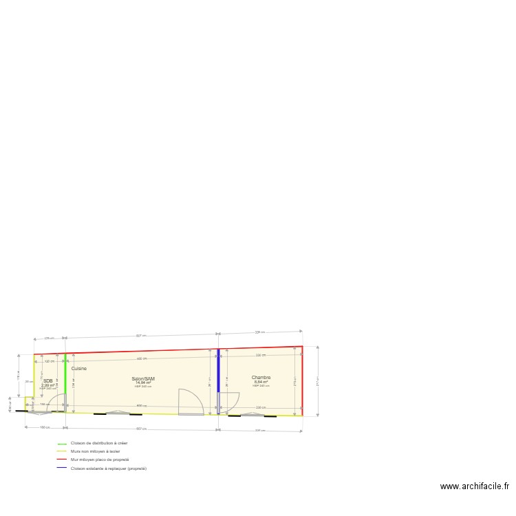 NIORT APPT RDC pour artisans. Plan de 3 pièces et 27 m2