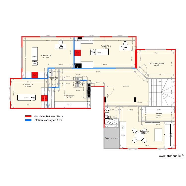 Cabinet murs plomb. Plan de 0 pièce et 0 m2