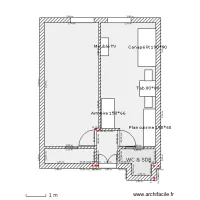Plan 40m&sup2; studios am&eacute;nag&eacute;s