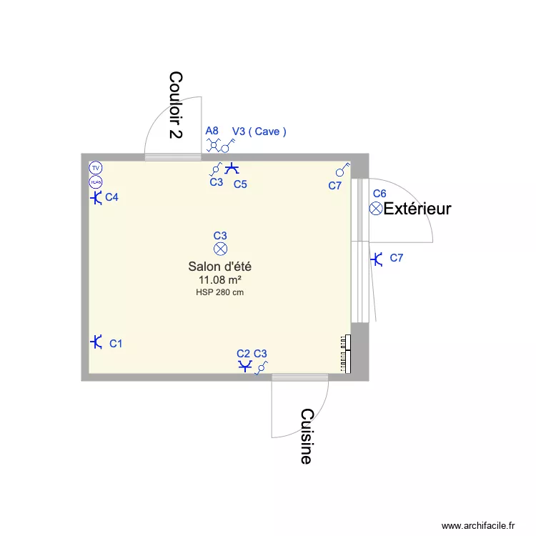 Maison Emmanuel Salon ETE plan éléctrique. Plan de Maison Emmanuel Salon ETE plan éléctrique. Plan de