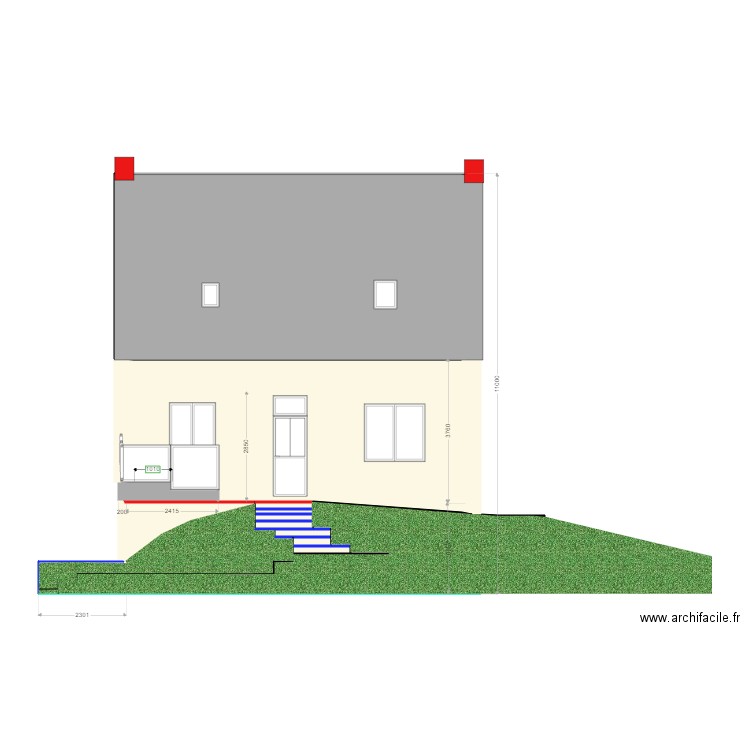 VUE DE FACE. Plan de 0 pièce et 0 m2