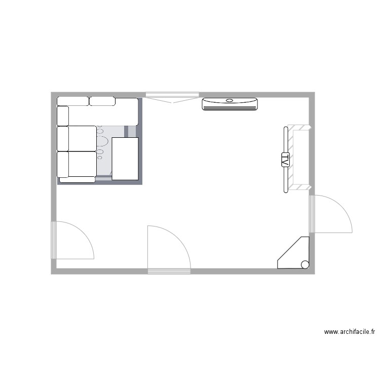 Salon v2. Plan de 2 pièces et 15 m2