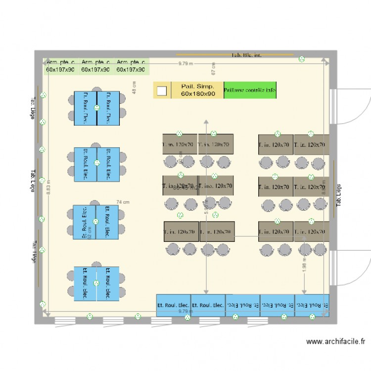 Salle G103. Plan de 1 pièce et 86 m2