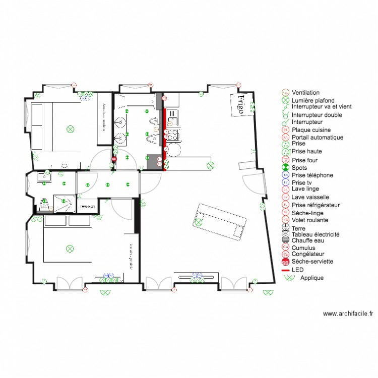 Villa madeleine R1 plan électricité partie 1. Plan de 0 pièce et 0 m2