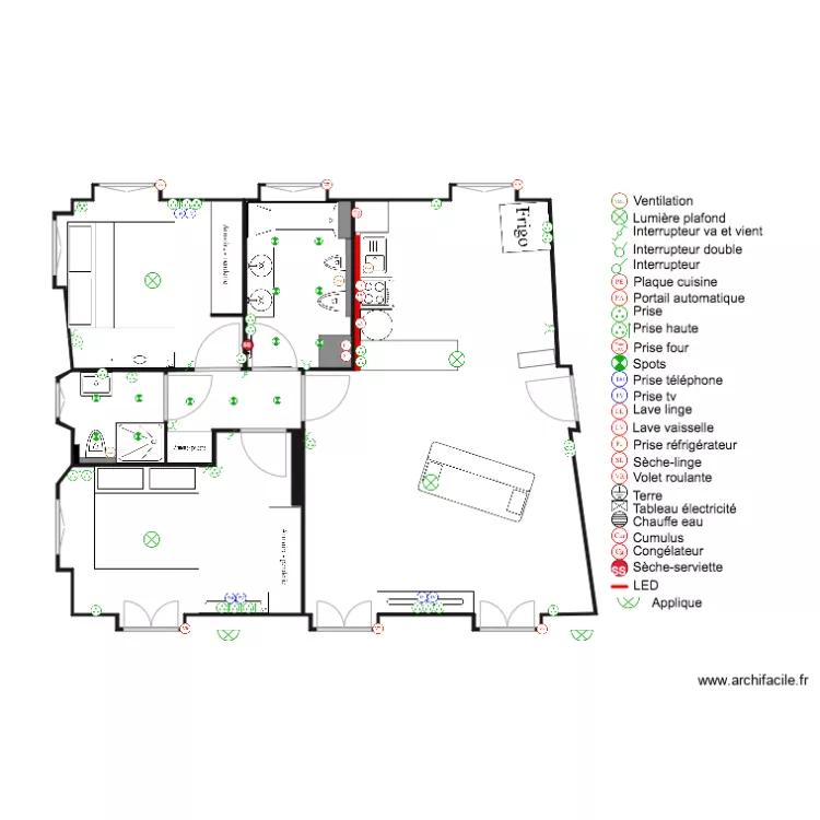 Villa madeleine R1 plan &eacute;lectricit&eacute; partie 1. Plan de 