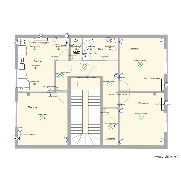 2eme etage electricité. Plan de 0 pièce et 0 m2