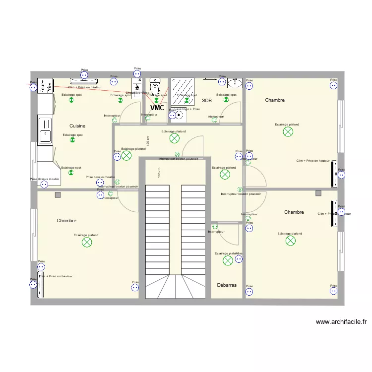 2eme etage electricit&eacute;. Plan de 