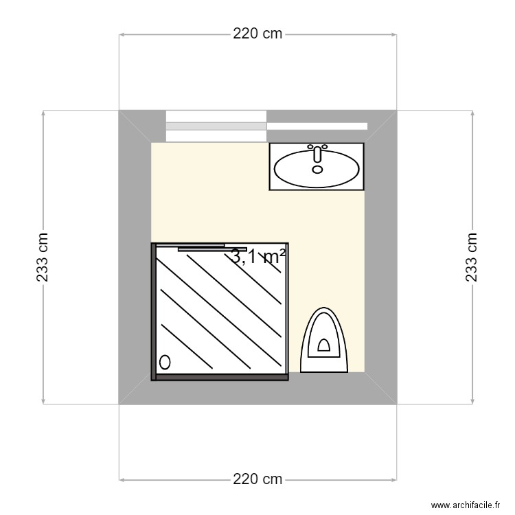 sbb. Plan de 1 pièce et 3 m2