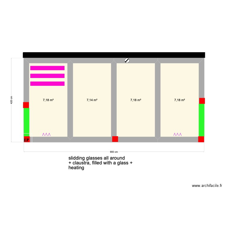 Edwards Van Han. Plan de 4 pièces et 29 m2