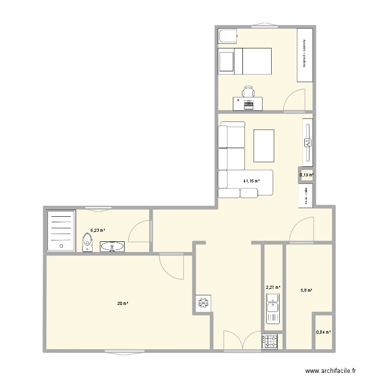 maison. Plan de 7 pièces et 76 m2