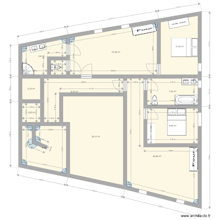 Plan Aubière RDC Appart 1. Plan de 0 pièce et 0 m2