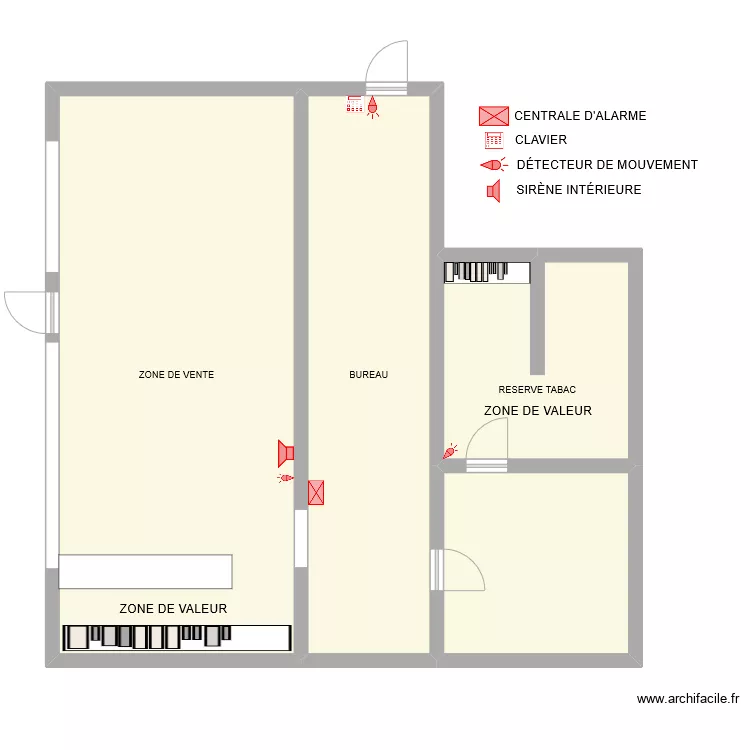 LE CADOR alarme. Plan de 