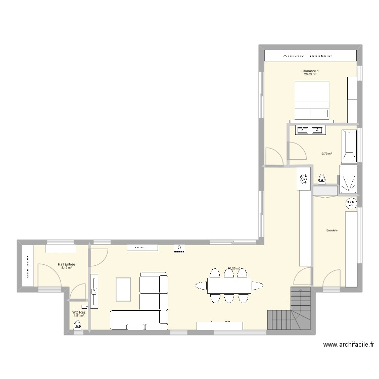 Mortier. Plan de 5 pièces et 112 m2