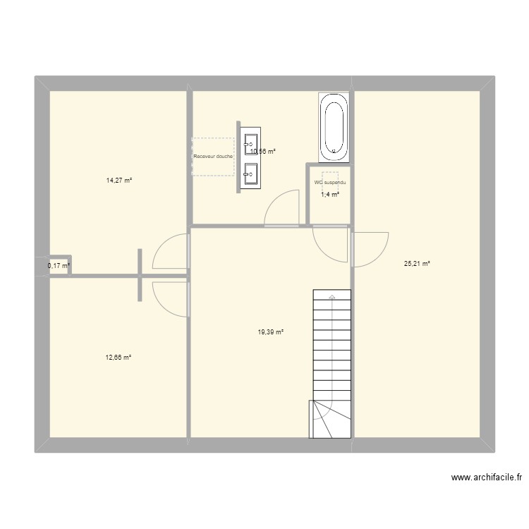 Etage Les Etangs. Plan de 7 pièces et 84 m2