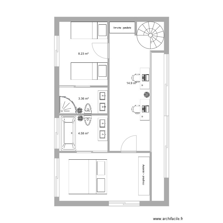 Maison plage 1er étage. Plan de 0 pièce et 0 m2