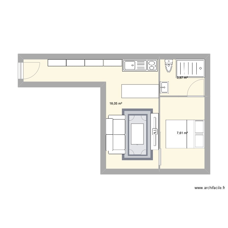 noirmoutier modifié. Plan de 3 pièces et 30 m2