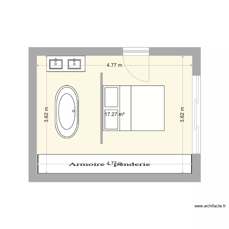 Chambre Salle de bain Reynet. Plan de 