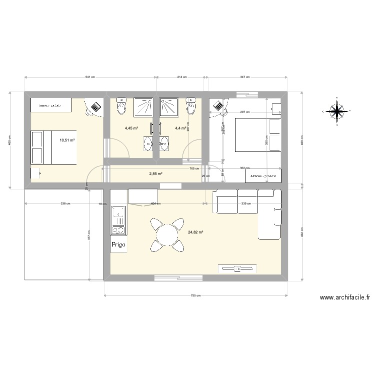 FGM liwa. Plan de 5 pièces et 47 m2