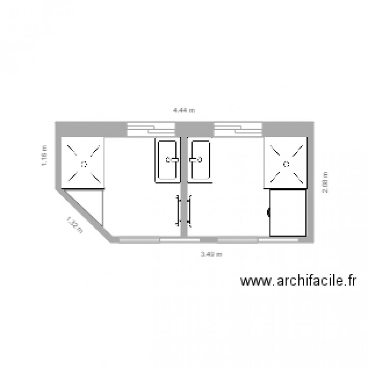 Plan SDB après Tx Version douche. Plan de 0 pièce et 0 m2