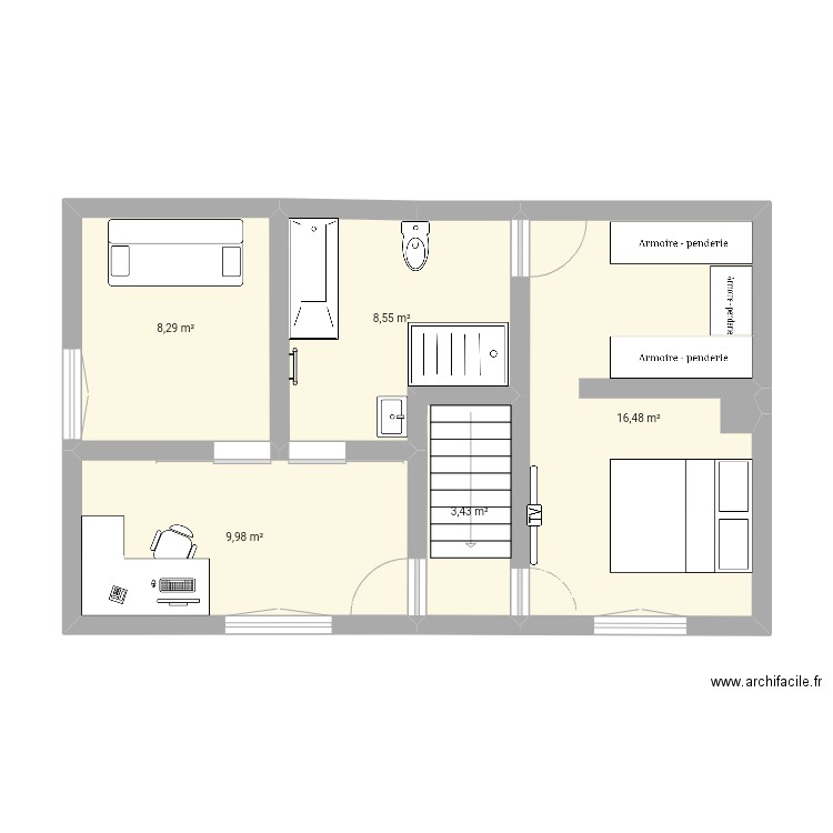 Maison 2. Plan de 5 pièces et 47 m2