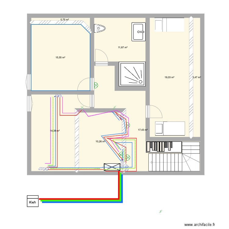 staubin etage 2 couloir. Plan de 0 pièce et 0 m2