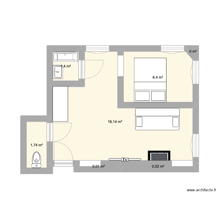 app a. Plan de 7 pièces et 28 m2