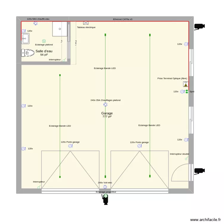 Garage. Plan de 2  et 77 m²