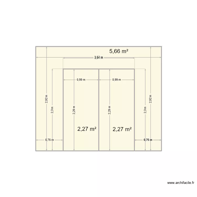 Coussin. Plan de 3  et 10 m²