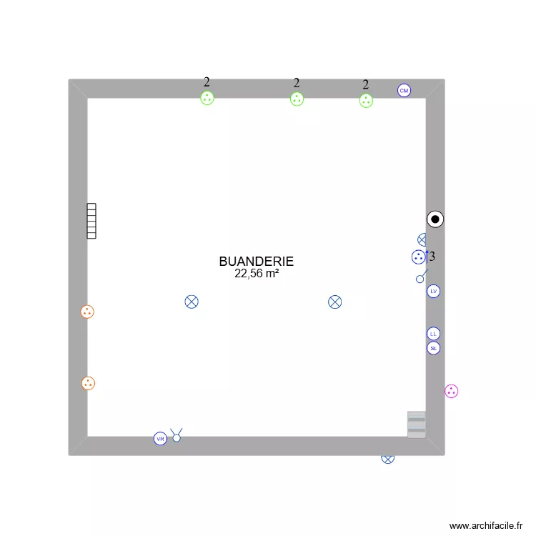 buanderie. Plan de 1 et 23 m² buanderie. Plan de 1 et 23 m²