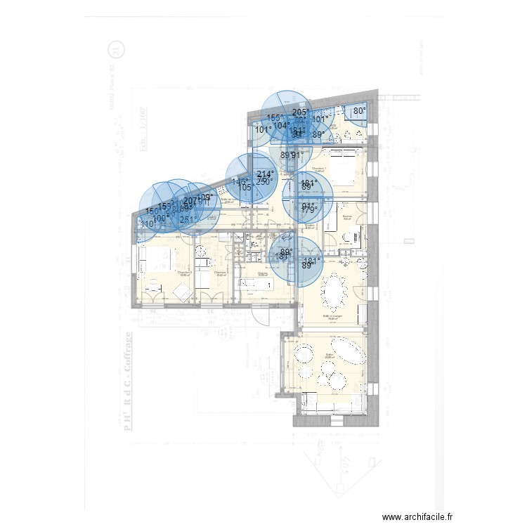 Pomeirols RDC. Plan de 20 pièces et 158 m2