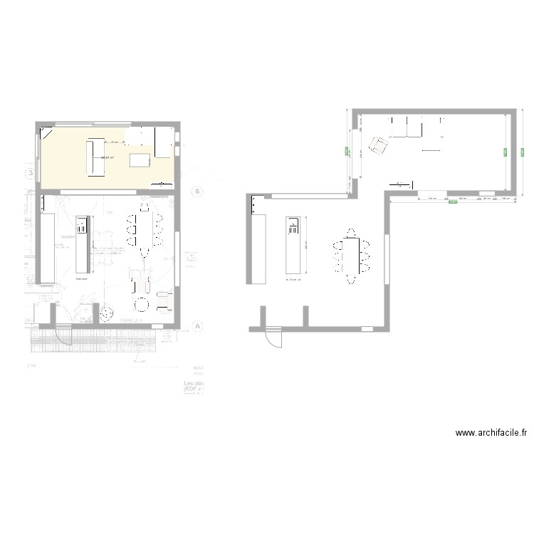 Plan maison et extension. Plan de 1 pièce et 21 m2