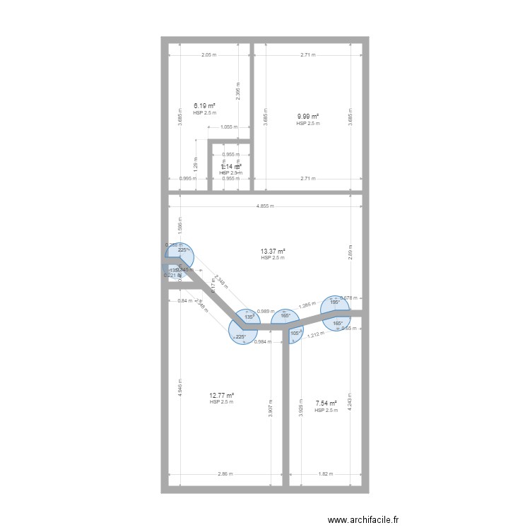 Courtry2. Plan de 6 pièces et 51 m2