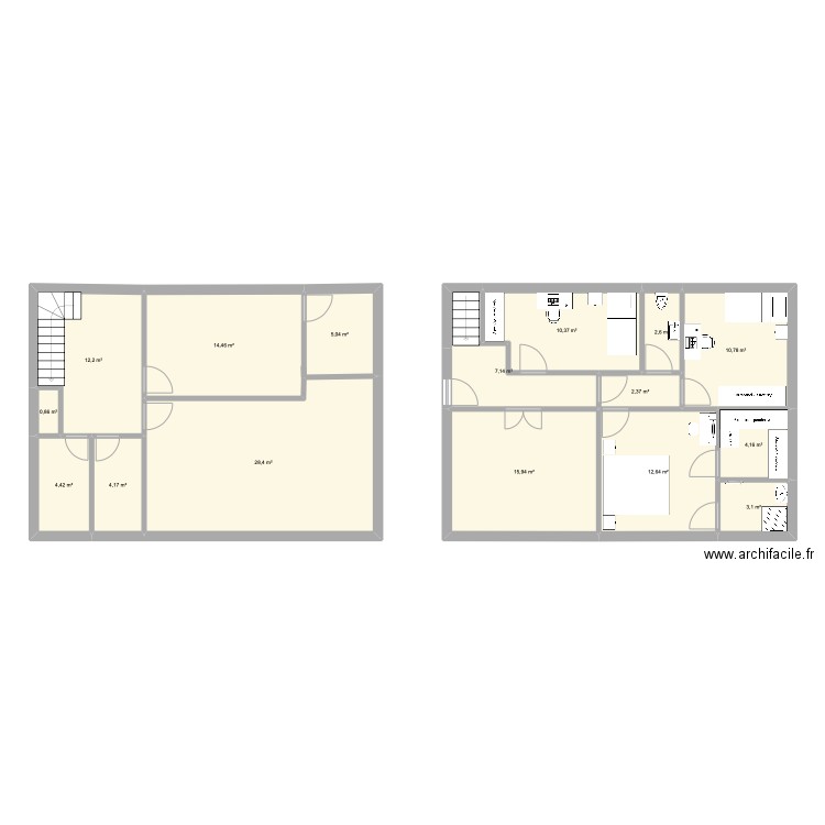 aaa. Plan de 16 pièces et 139 m2