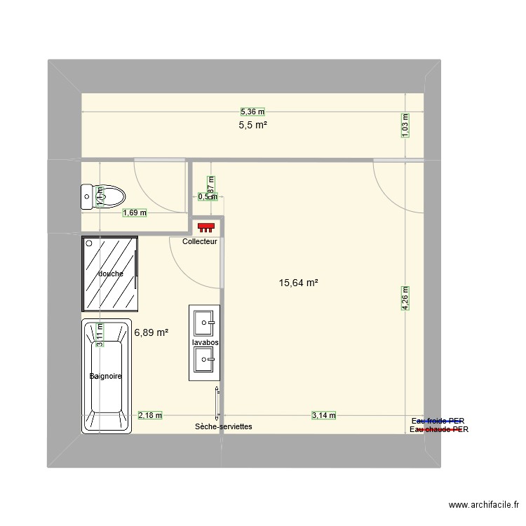 Plan 1. Plan de 3 pièces et 28 m2