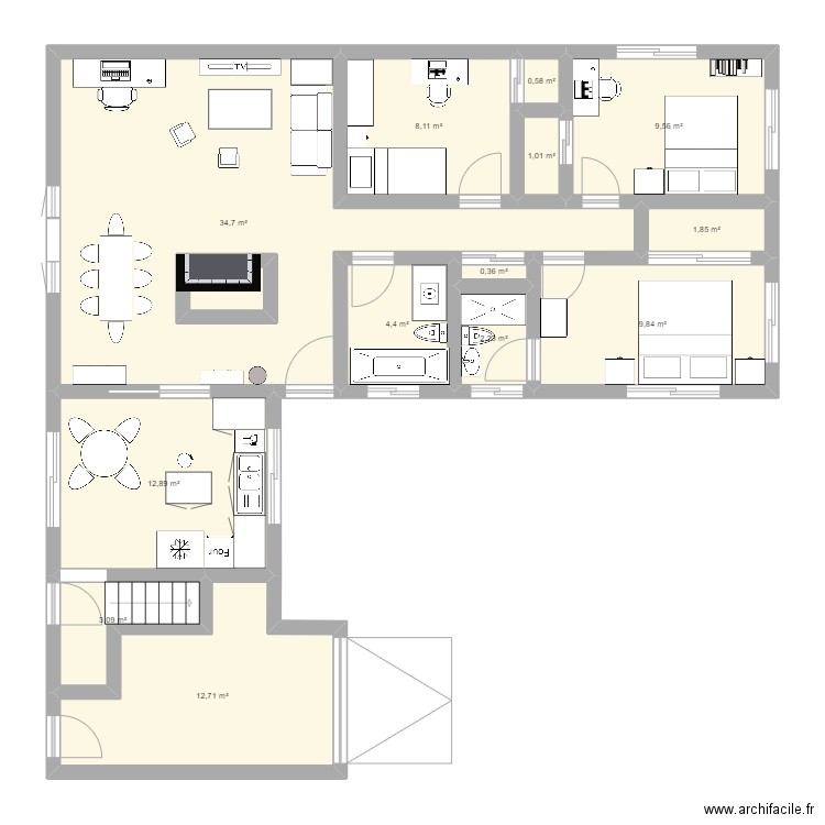 Ma maison. Plan de 14 pièces et 105 m2