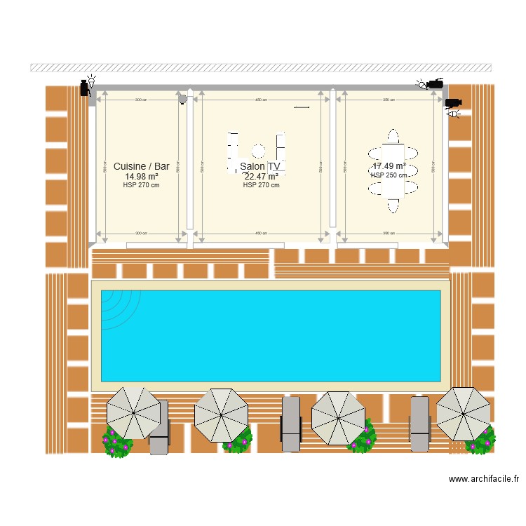 PLAN CONSTRUCTION 1 BOIS CONCEPT 11mx5m avec plage de bois. Plan de 0 pièce et 0 m2