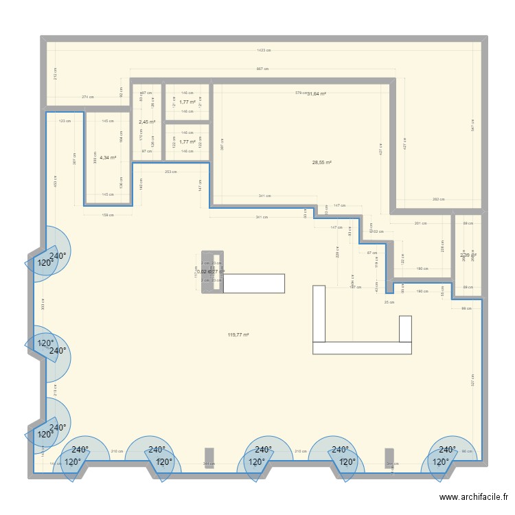 Café HEMINGWAY 3. Plan de 10 pièces et 194 m2