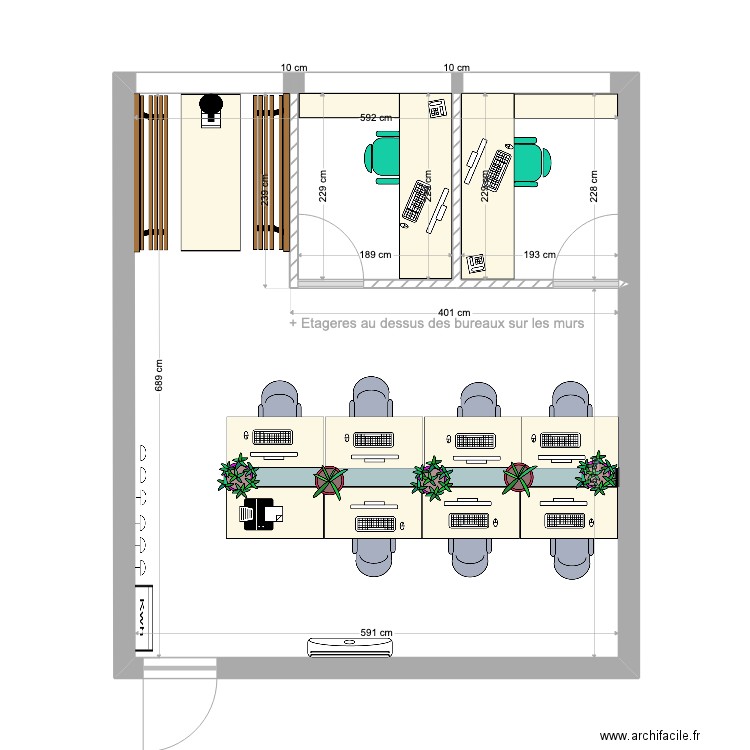 Bureau vAP2. Plan de 1 pièce et 40 m2