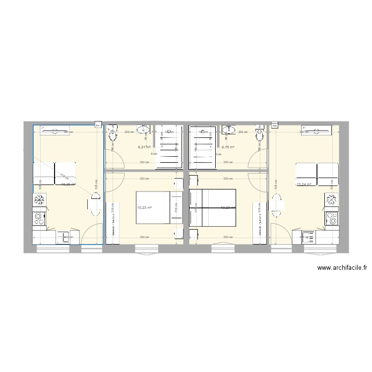 glanon foyer 1a. Plan de 6 pièces et 63 m2