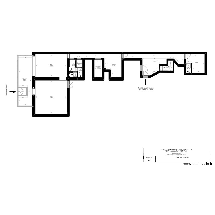 maison Gabriel existant. Plan de 14 pièces et 132 m2